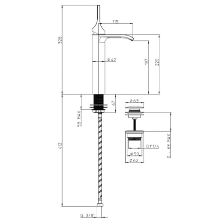 Cмеситель для раковины Bossini Apice E89602.094  никель брашированный