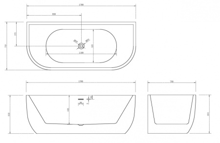 Акриловая ванна (170х75) ABBER AB9316 без гидромассажа, белый