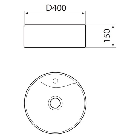 Раковина RUNO  мебельная Sole D40" с отверстием под смеситель (00-00001448)