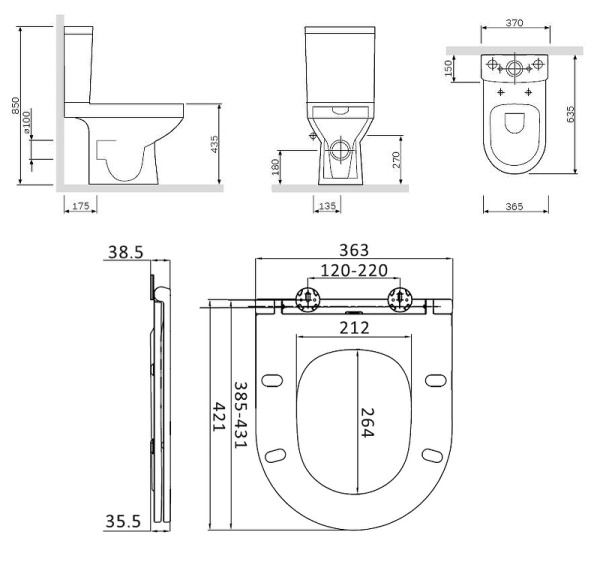 Комплект унитаз напольный и аксессуары AM.PM Spirit CK70DC