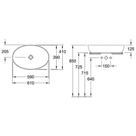 Раковина накладная 61х41 Villeroy & Boch Artis Plus 419861R1