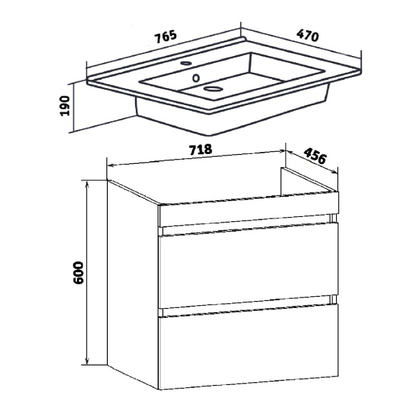 Тумба под раковину Runo подвесная серый бетон Манхэттен 75 (00-00001019)