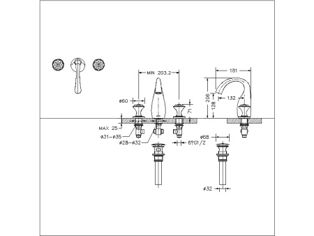 Встраиваемый смеситель на 3 отверстия Bravat Swan F24287G-ENG