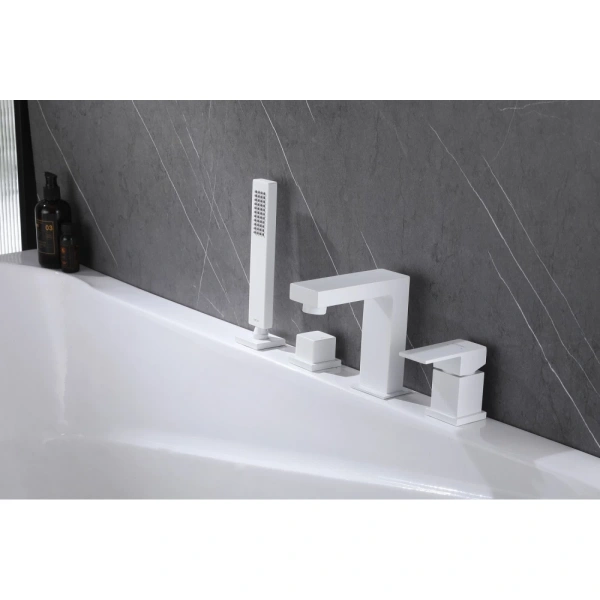 Смеситель ABBER Daheim AF8213W на борт ванны, белый