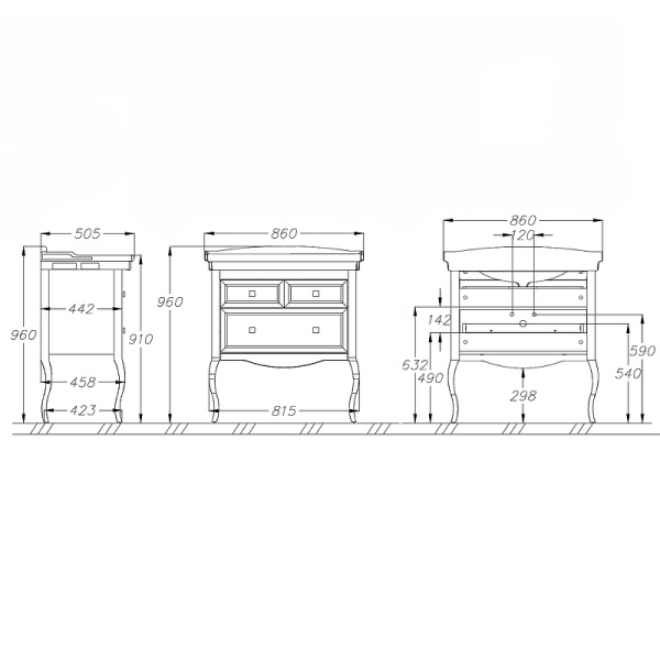 Тумба под раковину Opadiris Валери 85  00-00006802 сапфир (без раковины)