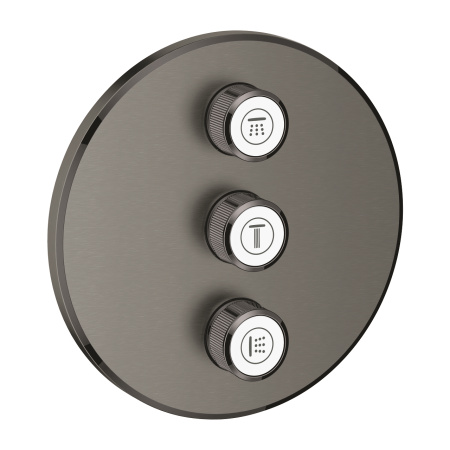 Комплект верхней монтажной части для вентиля на три выхода Grohe Grohtherm SmartControl 29122 AL0 (29122AL0) тёмный графит матовый
