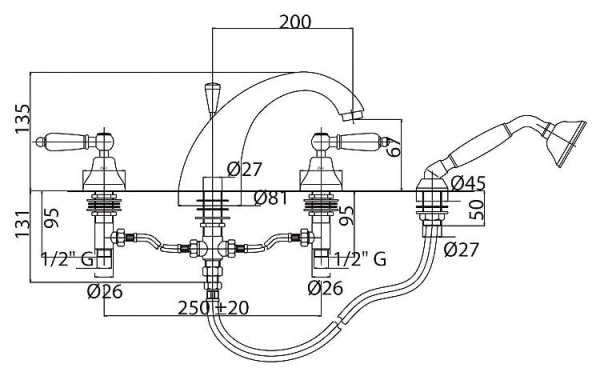 Смеситель на борт ванны Cezares DIAMOND DIAMOND-BVD-01-Sw-N хром