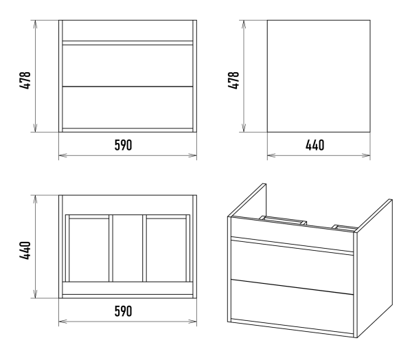 Тумба с раковиной Misty Кедр 60 УТ000014436