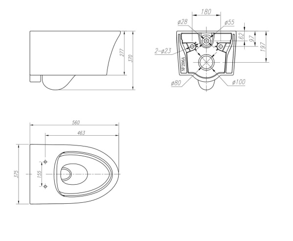 Подвесной унитаз безободковый Arrow AHB2106H