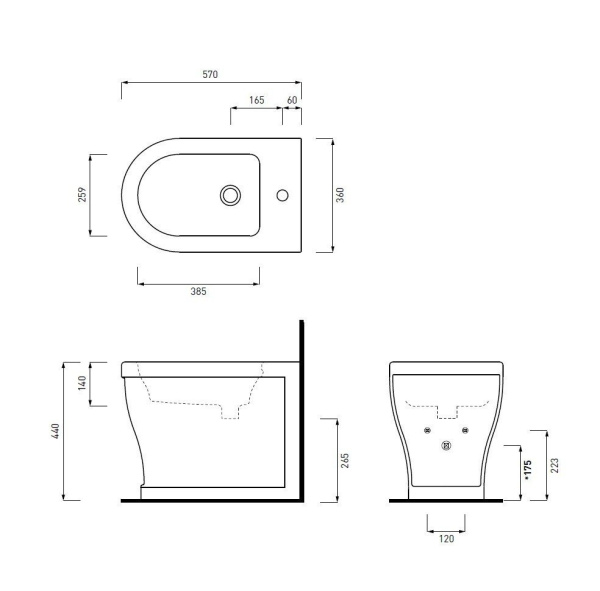 Биде приставное Cielo Opera Tondo OPBIT