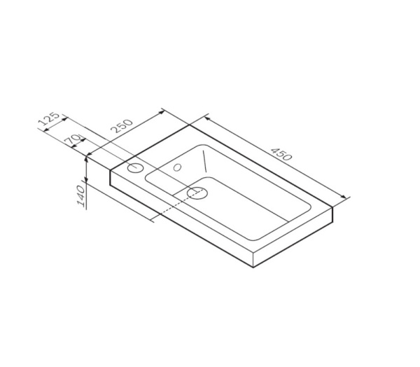 Раковина встраиваемая сверху (45х25) Am.Pm X-Joy M85AWCC0452WG