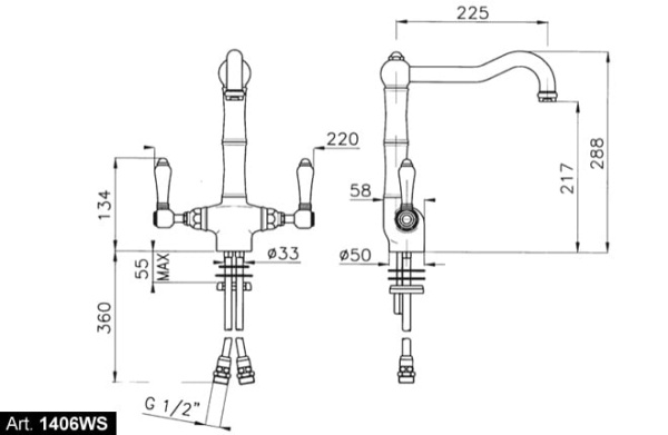 Смеситель для кухни Nicolazzi 1406WSCR78 Смеситель для кухни Nicolazzi 1406WSCR78