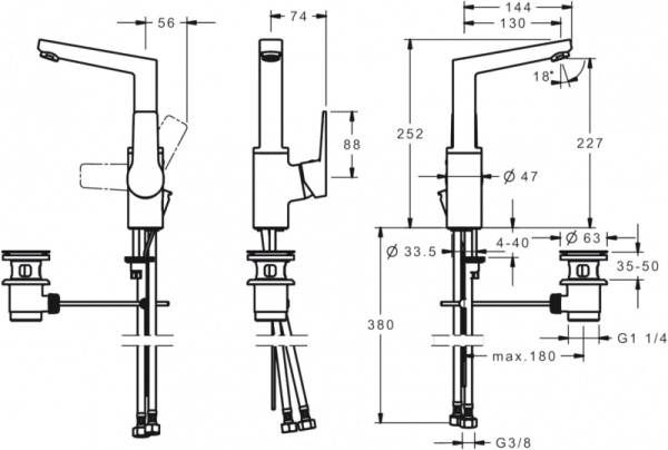 Смеситель для умывальника Oras Twista 3801BF