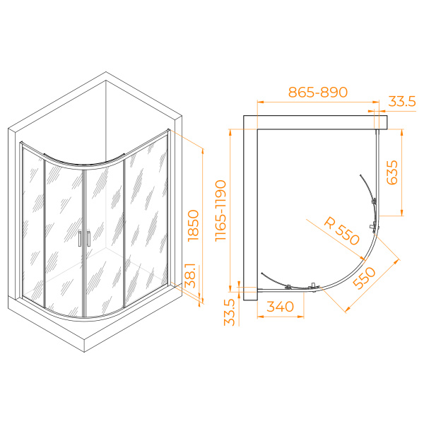 Душевой уголок (120х90) RGW Passage PA-61 41086192-11 прозрачное