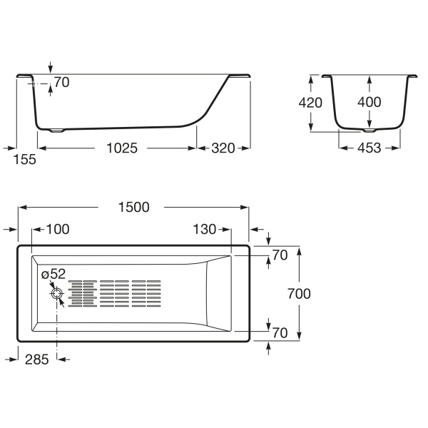 Ванна чугунная Roca Tampa (150x70) 234050000