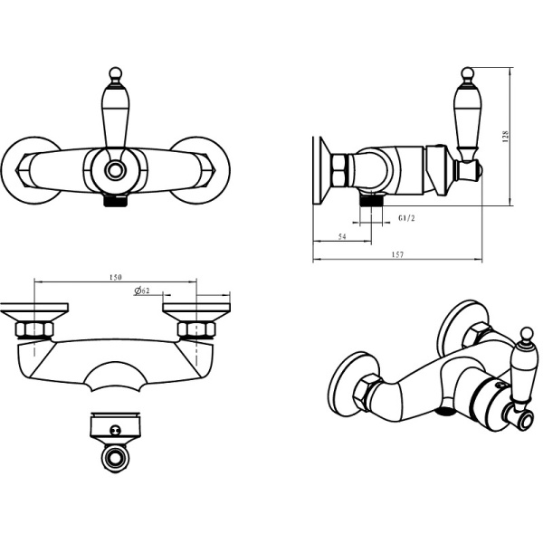 Смеситель для душа Boheme Vogue Crystal 214-CRST
