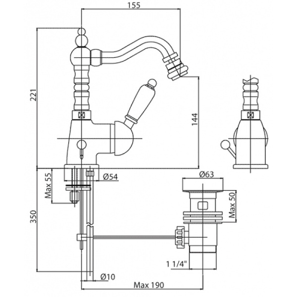 Смеситель для биде Cezares Elite ELITE-BSM2-03/24-M