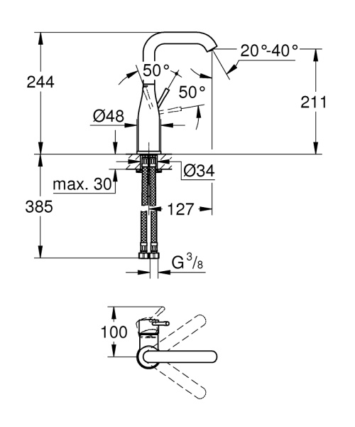 Смеситель для раковины  Grohe Essence New 23541 001 (23541001) хром