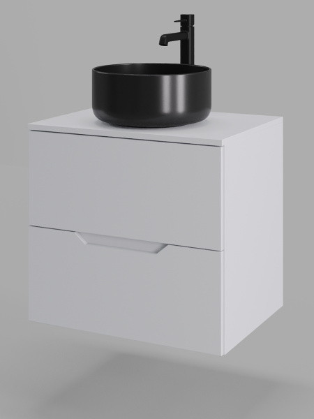 Тумба с раковиной подвесная 60 см Orange Line Li-60TuwMDF+B07-345B белый/черный