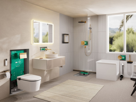 Смеситель для раковины встраиваемый Hansgrohe Metropol 32526140 шлифованная бронза