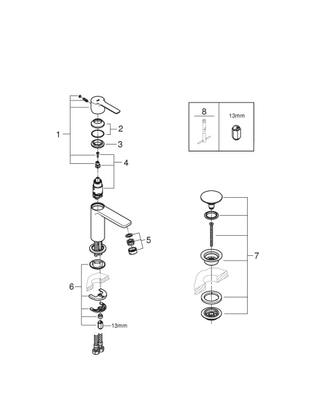 Смеситель для раковины GROHE Lineare New 23791 AL1 (23791AL1) темный графит матовый