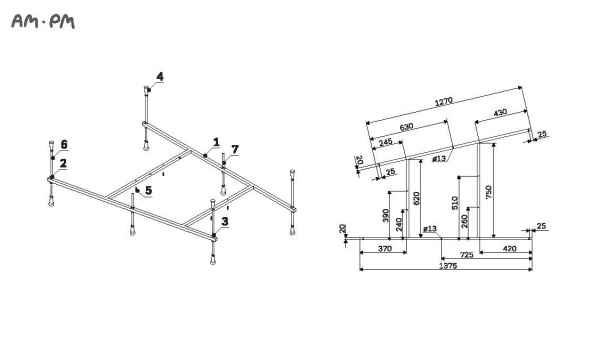 Каркас металлический 160х100 Am.Pm Spirit W72A-160-100W-R2