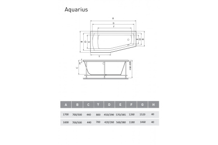 Акриловая ванна (170х70) Relisan Aquarius Гл000023277