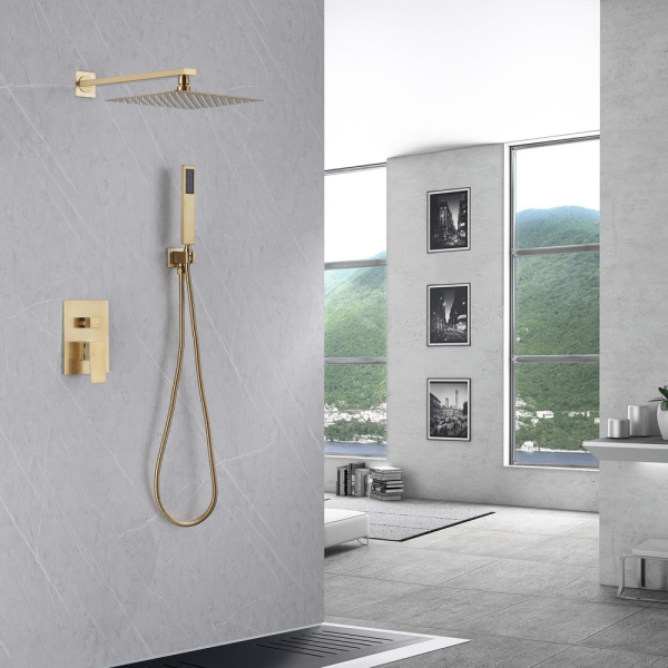 Душевой комплект ABBER Daheim AF8219G скрытого монтажа без излива, золото матовое