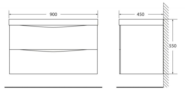 База под раковину подвесная BelBagno MARINO-900-2C-SO-WO-P Rovere Bianco
