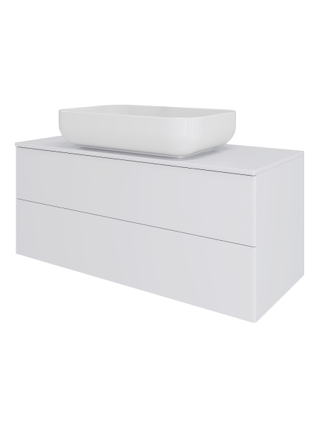 Тумба с раковиной подвесная 100 см, Orange Otto Ot-100TuMDF+B03-600W белый глянец