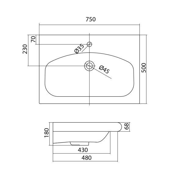 Раковина подвесная (75х50) Santek Индига 75 1WH301978