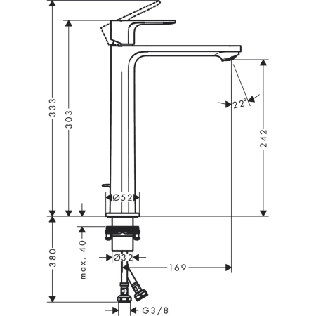 Смеситель для раковины без донного клапана CoolStart Hansgrohe Rebris S 72582000 хром