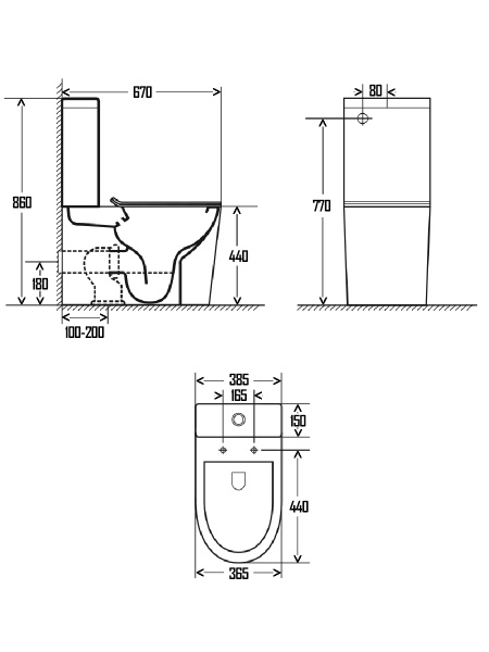 Чаша унитаза напольного безободковый  AQUAme AQM1001