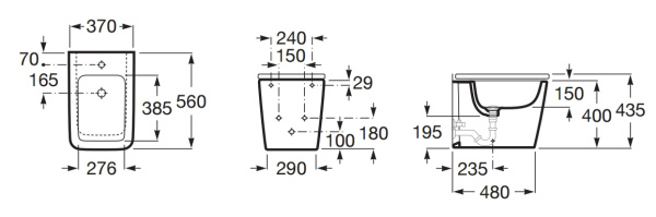 Биде напольное Roca Inspira square BTW, 357537660 кофейный
