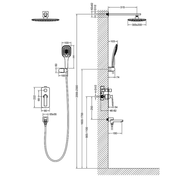 Душевой комплект Timo Helmi SX-4099/00-16SM Душевой комплект Timo Helmi SX-4099/00-16SM