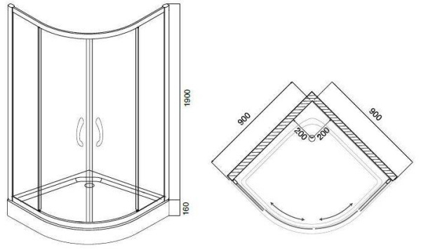 Душевой уголок AM.PM Bliss L W53E-301-090MT