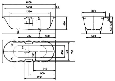 Стальная ванна Kaldewei NOVOLA DUO STAR 257 (170x80) 241700013001