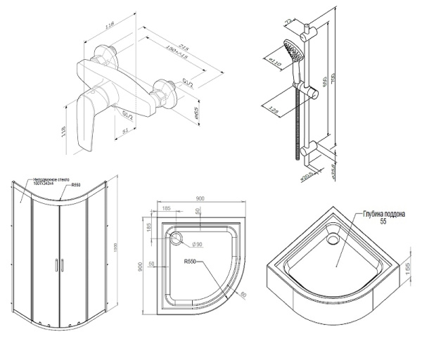 Комплект душевого уголка AM.PM Gem UK91SA