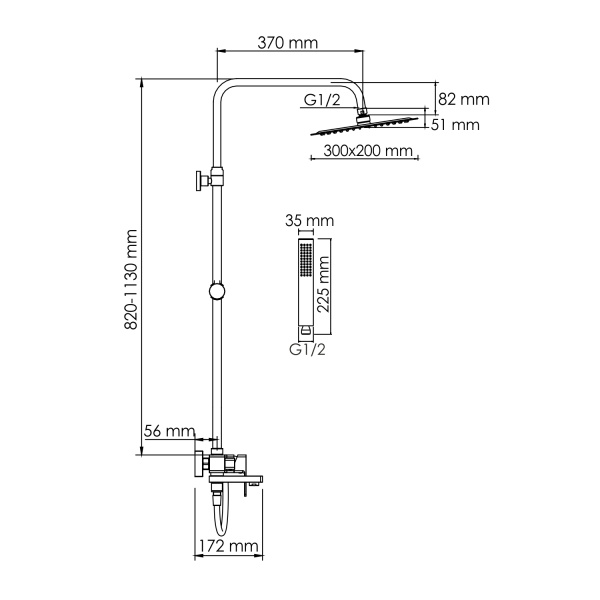 Душевая система WasserKRAFT A177.069.103.087.CH