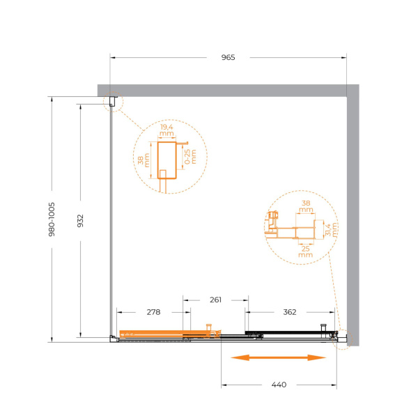 Душевой уголок (100х100) CEZARES MOLVENO-AF-31-100-C-CR-IV