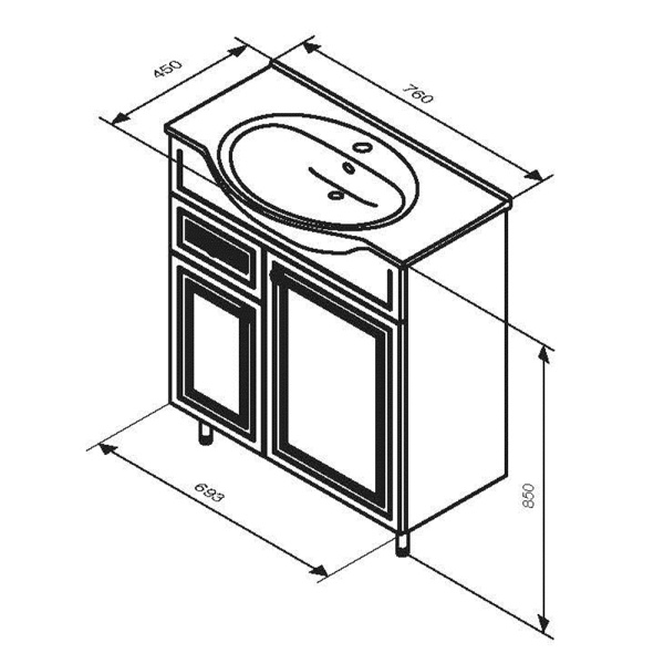 Тумба под раковину 80 Damixa RedBlu Palace One M41-FSX0753WG-WCC075