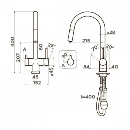 Смеситель для кухонной мойки OMOIKIRI AKITA-S-BN 4994302