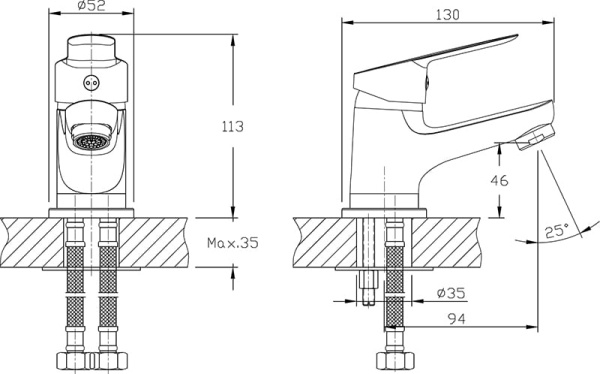 Смеситель для раковины RUSH Crete CR3535-11 Смеситель для раковины RUSH Crete CR3535-11