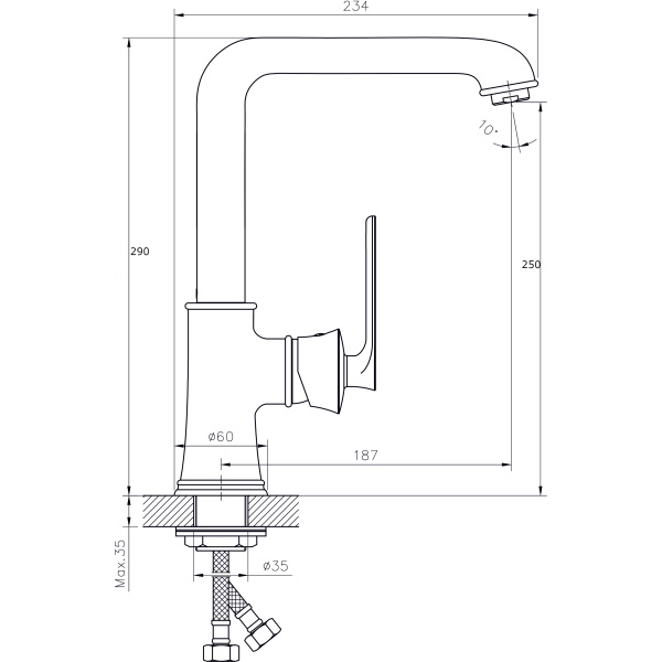 Смеситель для кухонной мойки  RUSH Flores FLB0835-28