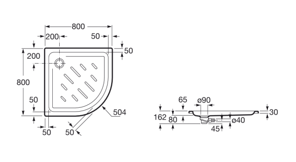Душевой поддон Roca Easy 80х80 белый, с сифоном 276084000