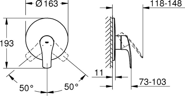 Смеситель для душа Grohe Eurosmart 194512 433 (194512433) черный матовый 