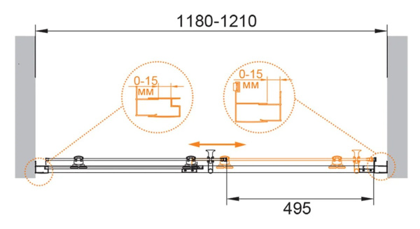 Душевая дверь (120х190) CEZARES ECO ECO-O-BF-1-120-C-NERO