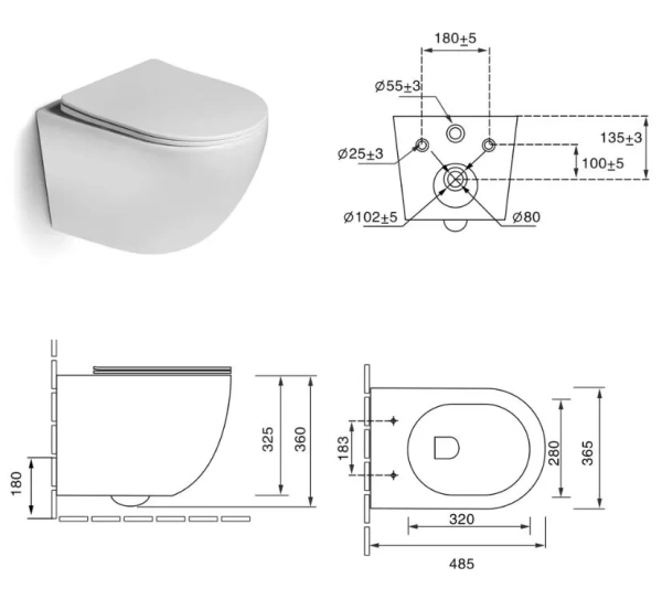 Унитаз подвесной безободковый SantiLine SL-5109