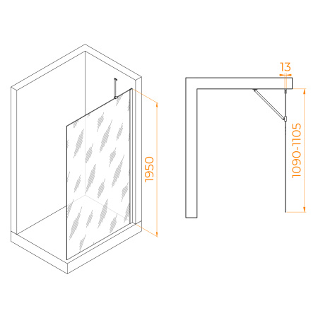 Душевая перегородка 110 см RGW WA-110B Walk In 351011011-14 прозрачное