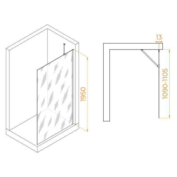 Душевая перегородка 110 см RGW WA-110 Walk In 351011011-11 прозрачное